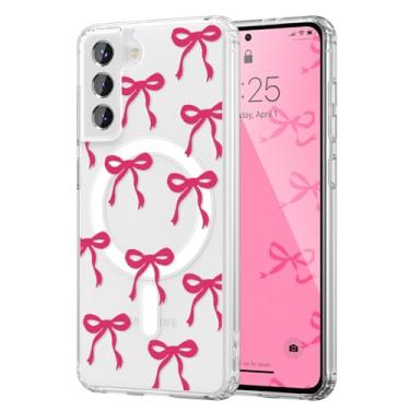 Imagem de UEEBAI Capa magnética para Samsung Galaxy S20 FE 5G, capa de arco compatível com MagSafe, fita fina transparente sem fio, capa protetora antiamarelamento à prova de choque para mulheres e meninas