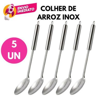 Imagem de Kit Colher De Arroz Grande Inox Servir E Preparar Refeições Dia a Dia 
