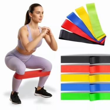 Imagem de Kit 5 Elástico de Academia Faixas Mini Bands Resistência para Treino Yoga Pilates Fisioterapia
