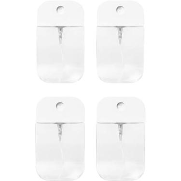 Imagem de HywkingGrt 4 frascos de spray brancos transparentes de 50 ml, frascos de spray portáteis para cartões, frascos de desinfetante para as mãos, frascos de plástico vazios para atomizadores, para mulheres