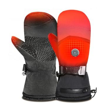 Imagem de Luvas Térmicas Para Esqui Com 4 Baterias Recarregáveis De 5000 MAh, 3 Níveis Temperatura, Pontas Touchscreen, Superfície À Prova D’água — Luvas Aquecidas Para Inverno E Atividades Ao Ar Livre(Bat 4)
