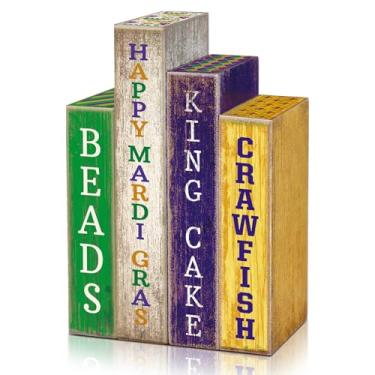 Imagem de Lineshading 4 peças de decoração de mesa de carnaval rústico de madeira placa de livro de carnaval em camadas decoração de fazenda placa de mesa centrais para carnaval carnaval decoração de prateleira