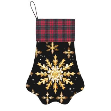 Imagem de SKKNT Meias de Natal douradas com estampa de floco de neve, animais de estimação, decoração de Natal, cães, gatos, árvores, doces, presente, conveniente