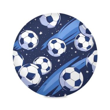 Imagem de JUZIHAI Jogo americano redondo de 38 cm, conjunto de 6, bolas de futebol, laváveis e resistentes ao calor, tapetes de mesa de jantar de poliéster antiderrapantes para cozinha, decoração de festas de