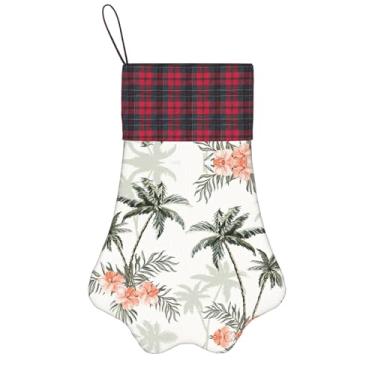 Imagem de SKKNT Meias de Natal com estampa de palmeiras tropicais, animais de estimação, decoração de Natal, cães, gatos, árvores, doces, presente, conveniente