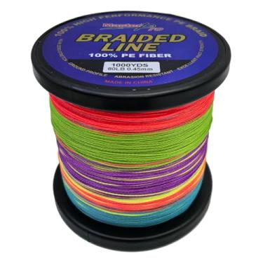 Imagem de MASTERPRO Linha de pesca 100% fibra PE 1000 jardas, colorida, resistente à abrasão, corda trançada de 4 fios, 4,5 kg 6,8 kg 9,1 kg 11,3 kg 13,6 kg 18 kg 22,7 kg 36,3 kg 45,4 kg superlinha de diâmetro