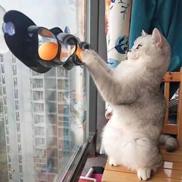 Imagem de Brinquedo Interativo para Gato EZ Mount Track n Roll - Trilho de Plástico 23 com Ventosas Bolas Tênis Mesa Montagem na Janela