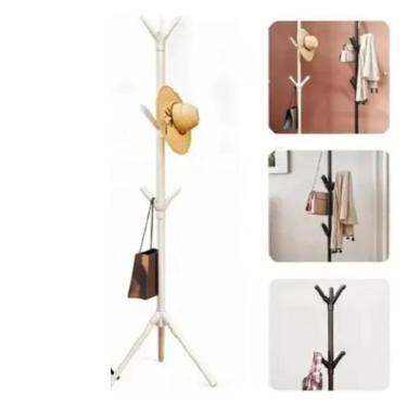 Imagem de Cabideiro Organizador Chao 9 Ganchos Mancebo Arara Roupa Cor:branco