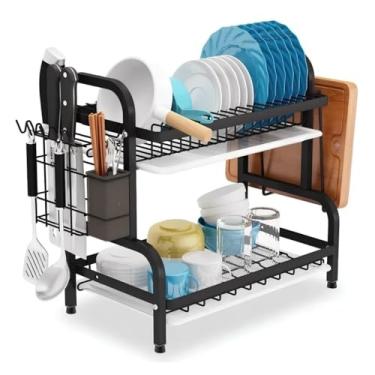 Imagem de Escorredor de Louça 18 Pratos C/Bandeja e Porta Talheres Aço Inox