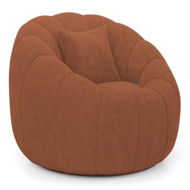 Imagem de Poltrona Decorativa Estilo Concha Abóbora Shell Fixa Bouclê Terracota - Desk Design