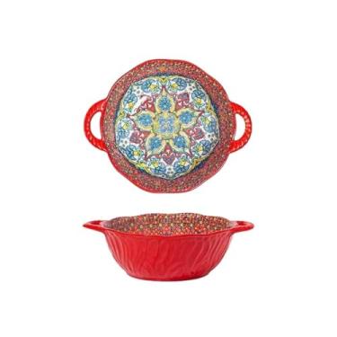 Imagem de GTIANHE-TAN Tigelas de sopa resistentes de 7 polegadas com alças seguras para forno, tigelas de sopa de cebola francesa, tigelas de macarrão profundas resistentes ao calor para família, utensílios de