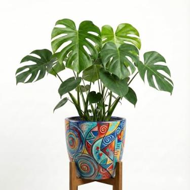 Imagem de Genérico, Vaso Cilíndrico Decorativo, Uso Interno, Tamanho M, Branco, Barro, Acabamento Lavado, Chic, Montagem no Chão, Vaso para Plantas, 12x10x11 cm