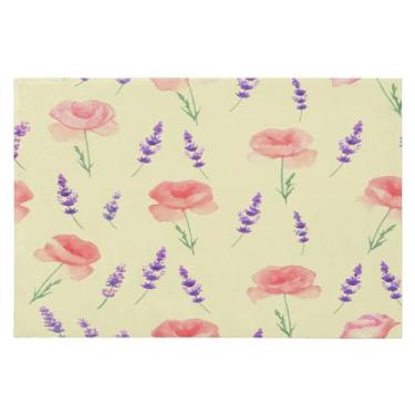 Imagem de Wassud Tapete de porta de flores de lavanda 61 x 89 cm, tapete de área lavável antiderrapante com suporte de borracha, tapete macio e macio para sala de estar, quarto, entrada, entrada