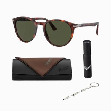 Imagem de Persol Óculos de sol redondos PO3152S com kit oficial de óculos