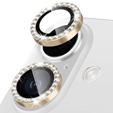 Imagem de Happtkey Protetor de lente de câmera para iPhone 16 Plus, película de proteção de lente de vidro temperado diamante 9H para decoração de celular, anel de metal de liga de alumínio individual