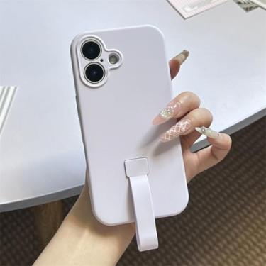 Imagem de IRTGFG Capa de silicone líquido luxuosa com suporte para anel de dedo, capa macia, portátil e à prova de choque, fosca, para iPhone 16 Pro Max (para iPhone 16 Pro Max/DXZ)