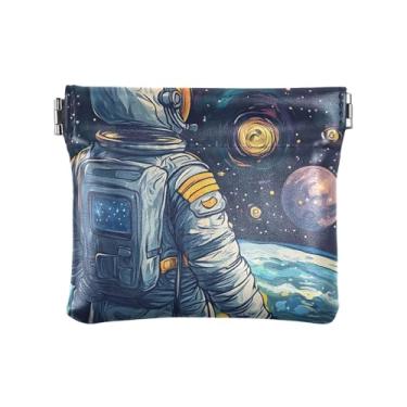 Imagem de Carteiras Astronaut Space Blue para mulheres pequenas, carteira feminina fina, bolsa de moedas de couro, astronauta espaço azul-1, 12 x 9 cm, espaço astronauta azul-1, Astronaut Space Blue-1