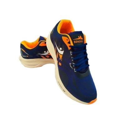 Imagem de Sonoro Tênis Masculino e Feminino para Academia, Lazer, Passeio e Entretenimento (Marinho/Laranja, BR, Adulto, Numérico, M, 41)