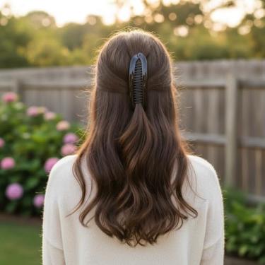 Imagem de Pente de cabelo com clipe de banana extragrande, clipes de banana clássicos para cabelos grossos, suporte de rabo de cavalo, clipes de estilo interligados