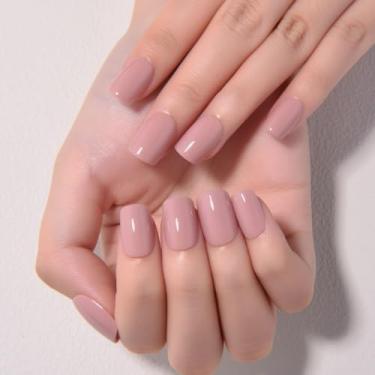Imagem de Kits de decoração de unhas, cor sólida, conjunto de manicure oval curto reutilizável com cola de gelatina, mini lixa e bastão para acabamento de salão DIY em casa