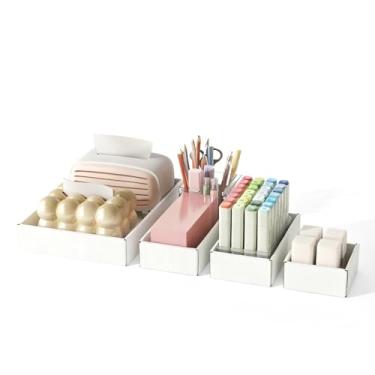 Imagem de Wtrgas 30 caixas de armazenamento de papelão, caixas superiores abertas, caixas organizadoras de peças, caixas de arquivo de armazenamento para organizador de gaveta de mesa, com 4 tamanhos, caixas