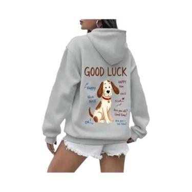 Imagem de Moletom Feminino Y2K Casual De Rua Com Capuz, Manga Longa E Bolso Cang