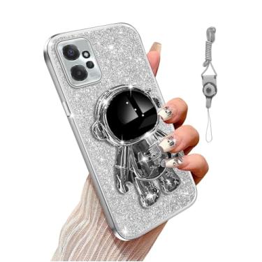 Imagem de Annyojo Capa para celular Motorola G Power 5G 2023 com função de suporte de astronauta 6D à prova de choque capa protetora macia com revestimento luxuoso para Moto G Power 5G 2023, prata