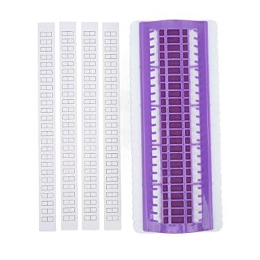 Imagem de Organizador de fio com 50 posições, organizador de linha de ponto cruz de plástico ABS premium com 4 papéis substituíveis para amantes de costura de bordado, mães artesãs (Roxa)
