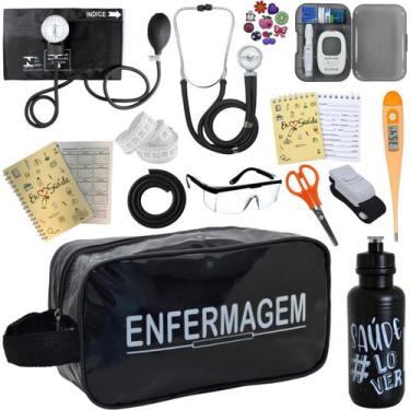 Imagem de Kit Enfermagem Aparelho Pressao Esteto Medidor Glicose Multi Premium, 