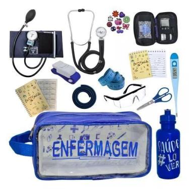 Imagem de Kit Enfermagem Aparelho Pressao Esteto Medidor Glicose Transparente En