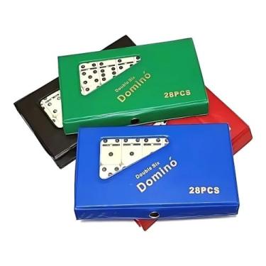 Imagem de Domino Jogo com 28 Peças de Osso e Estojo Portátil Profissional - Passatempo Crianças e Adultos Presente