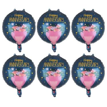 Imagem de Balões de aniversário de 45,7 cm de alumínio redondo balão de hélio aniversário noivado casamento aposentadoria celebração feliz aniversário decorações de festa suprimentos 6 peças