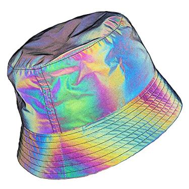 Imagem de LZLRUN Boné de pescador refletivo arco-íris masculino chapéu fluorescente casual noite halloween boné, Cinza