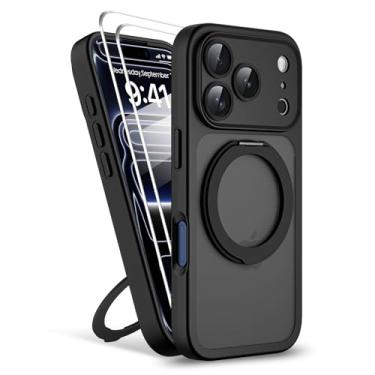 Imagem de KUPEKIS Capa magnética para iPhone 17 Pro Max 2 x protetor de tela compatível com MagSafe translúcido fosco grau militar 17 pés à prova de choque proteção completa da câmera suporte giratório 360 capa