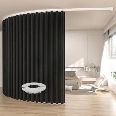 Imagem de Cortinas blackout com divisória de quarto, cortinas extra largas montadas no teto, conjuntos de trilhos para separação de sala, isolamento térmico, redução de ruído, cortinas divisórias de privacidade