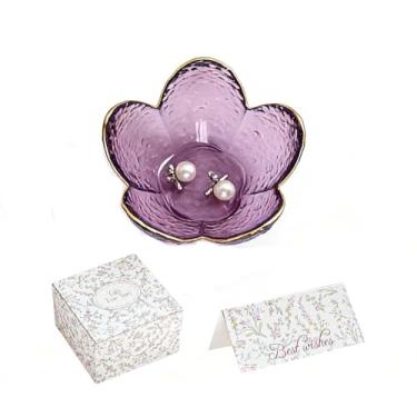 Imagem de Presentes para mulheres, anel de flores, bandeja de joias, prato de bugiganga de vidro, decoração de quarto de banheiro, bugiganga, prato, amizade, Natal, aniversário, presentes para mulheres (roxo)