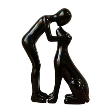 Imagem de WeiLaiKeQi Estátua de Homem e Cachorro, Escultura de Animal de Estimação, Moderna, Decorativa, Adorável e Única, Peça de Decoração para Casa, Mesa, Quarto ou, Preto