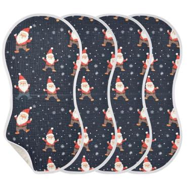 Imagem de Wassud Panos fofos de musselina de Papai Noel, pacote com 2, babadores de algodão, toalhas de rosto absorventes e macios para arrotos para meninos e meninas recém-nascidos