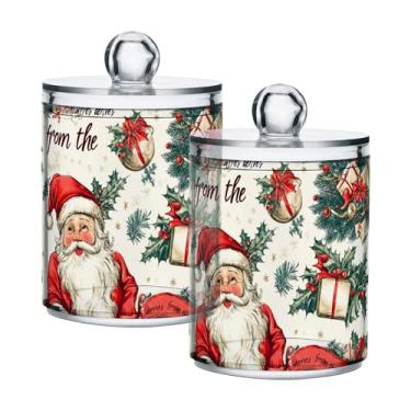 Imagem de xigua Pacote com 4 lindos suportes de Natal para bolas de algodão, cotonete – Frasco de plástico de boticário de armazenamento versátil transparente de 4 ml para banheiro e organização de