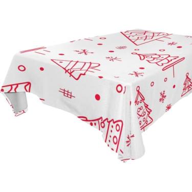Imagem de Blueangle Toalha de mesa de árvore de Natal – Toalha de mesa retangular de poliéster impermeável e resistente a manchas para ambientes internos e externos, 152 x 228 cm (236)