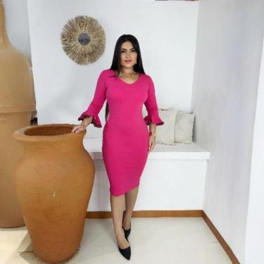 Imagem de Vestido Midi Raquel Moda Evangélica Feminina - MISS FLOWER, Pink, P