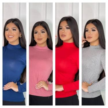 Imagem de Kit 4 blusa feminina básica cacharrel manga longa - GK TODA BELA, Mari