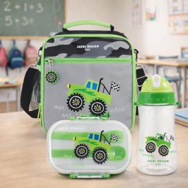 Imagem de Kit Bolsa Térmica Lancheira Necessaire com Porta Talheres Portátil e Pote Marmita 2 Andares de 950ml Para Vaigem Armazena Aliementos Primum (Trator)