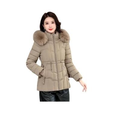 Imagem de Jaqueta De Inverno Feminina Acolchoada Com Capuz, Parka De Algodão De 
