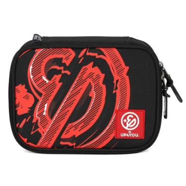 Imagem de Estojo Box Escolar Juvenil 36 Pens Preto Enaldinho Vermelho - Luxcel