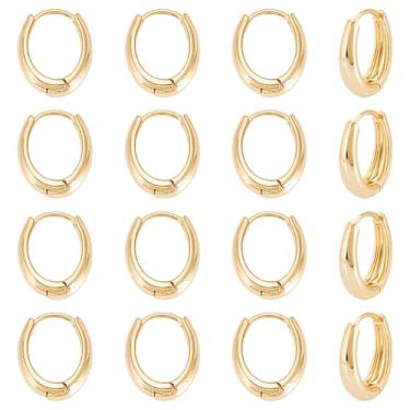 Imagem de UNICRAFTALE 16 peças de brincos de argola banhados a ouro 18K real 16 mm de comprimento oval infinito, brincos de argola apertados, conjunto de brincos de argola pequena, joias presentes para mulheres