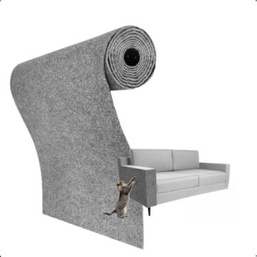 Imagem de Tapete Arranhador para Gatos Autoadesivo Protetor de Sofá Carpete 200x40cm(Cinza Claro)