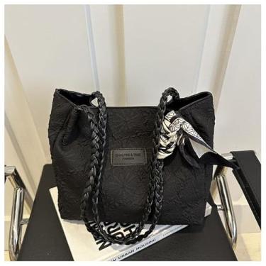 Imagem de Bolsa grande para mulheres, bolsa de ombro espaçosa com fecho de zíper para trabalho, viagens e uso diário, Preto, Bolsa de mão