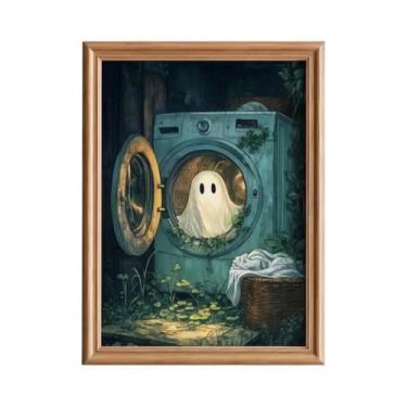 Imagem de Arte De Parede Vintage Em Lona Com Esqueletos, Fantasmas, Abóboras E B