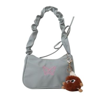 Imagem de Bolsa de ombro Ins Half-Moon Underarm Oxford Sweet Y2k Style Bowknot Butterfly Shoulder Bag Personality Handbag, Estilo 1e7